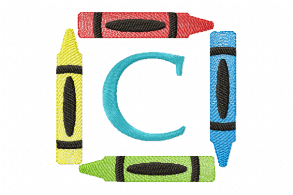 Crayons Frame Monogram Letter C: A Practical Evaluation for School Embroidery