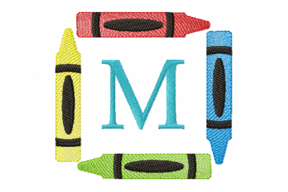 Crayons Frame Monogram Letter M: A Versatile Embroidery Design
