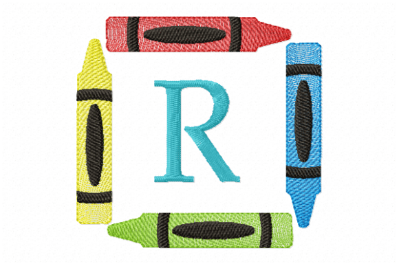 Crayons Frame Monogram Letter R