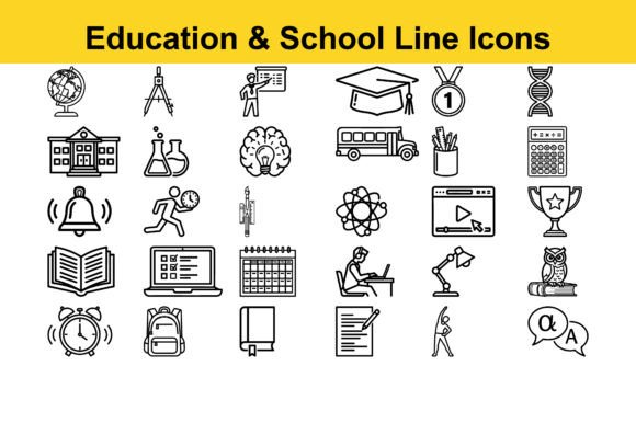 Elevating Visual Communication with Education School Line Icons
