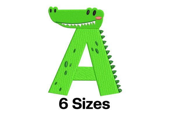 Funny Alligator Alphabet Letter A: A Playful Embroidery Design