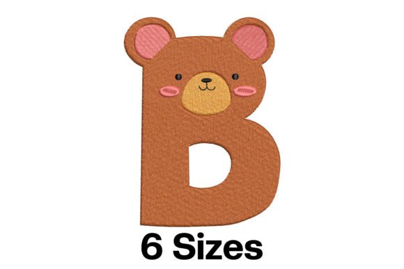 Funny Bear Alphabet Letter B Embroidery Design
