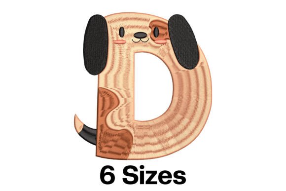 Funny Dog Alphabet Letter D: A Playful Embroidery Design for Every Fabric