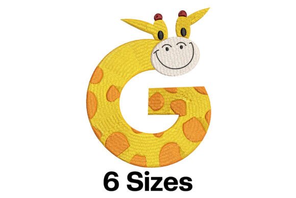 Funny Giraffe Alphabet Letter G Embroidery Design