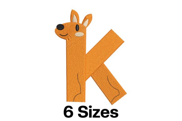 Funny Kangaroo Alphabet Letter K: A Playful Embroidery Design for Every Fabric