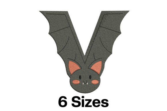 Funny Vampire Bat Alphabet Letter V Design