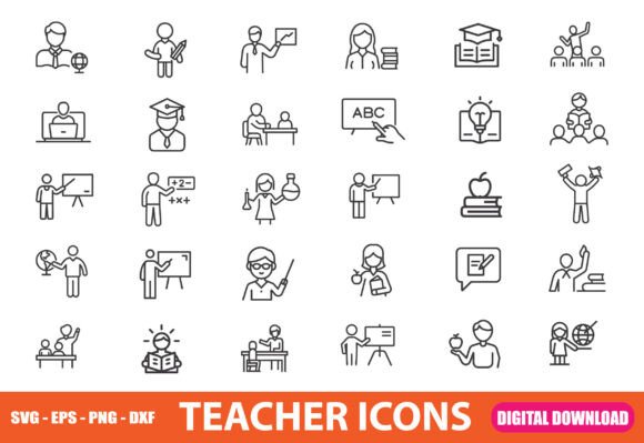 Hand Drawn Teacher and Education Icons