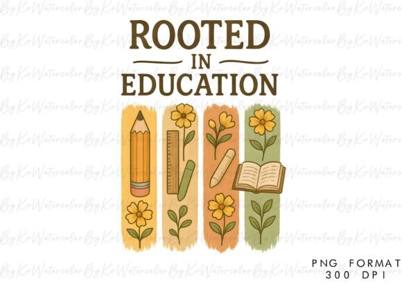 Rooted Education Teacher Brushstroke PNG: A High-Resolution Asset for Creative Projects