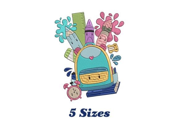 School Bag: A Vibrant Embroidery Design for Personalized Fabrics