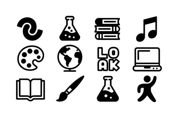 School Subjects Education Icon Set: Visual Toolkit