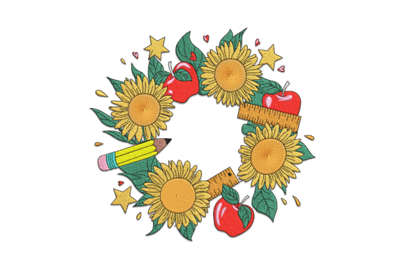 Teacher Sunflower Wreath: A Charming Embroidery Design for Every Season